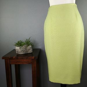 Talbots Leaf Green Lined Midi Pencil Skirt